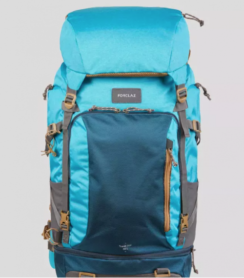 Mochila Trekking TRAVEL500 50 Litros Admite Candado Mujer Azul